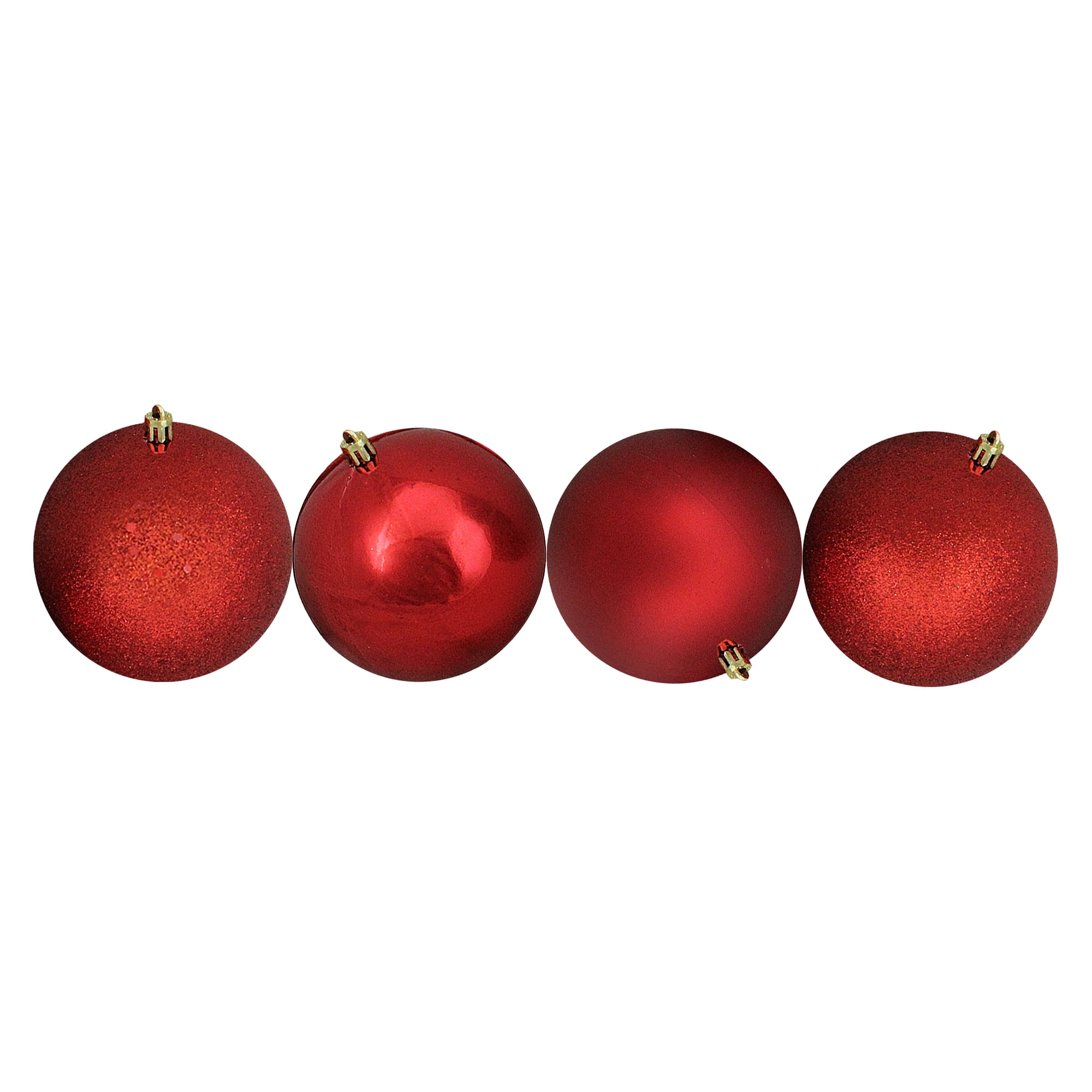 Northlight 12ct Shatterproof 4-Finish Christmas Ball Ornament Set 4" - Red