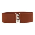 thumbnail image 5 of Milageto Wide Elastic Belt Cinch Female Simple Decoration Dress Belt for Women Ladies Brown, 5 of 8