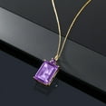thumbnail image 4 of Gem Stone King 18K Yellow Gold Plated Silver Purple Amethyst Pendant Necklace for Women (15.25 Cttw, Emerald Cut 18X13MM, With 18 inch Silver Chain), 4 of 4