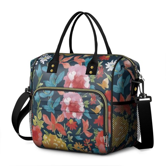 Pioneer Flower Floral Print Pattern Womens Lunch Box for Work,Insulated Large Lunch Bag for Tween and Teen,Loncheras Para Mujer,Leakproof Adult Lunch Bag for Work,Beach,Travel,Picnic,Camping