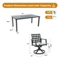 thumbnail image 3 of Modern Classic Outdoor Patio Dining Set, Rectangular Table,Six Chairs,Cast Aluminum,Rust-Free,Textured Ember Black,Sunbrella Cushions,Weather-Resistant,for Cozy Garden Settings, 3 of 6