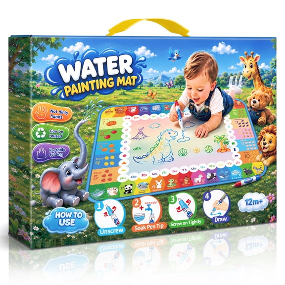 Superwinky Water Doodle Mat Toys for Toddlers, Gifts for 1 2 3 4 Years Old Girls, Writing Mat Toddler Toys Ages 3 4 5, Girls Learning Toys Birthday Gifts