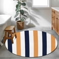 thumbnail image 4 of Burnt Orange Navy Blue Striped Large Area Rugs for Bedroom Living Room, Soft Non Slip Carpet Bedside Rug, Farmhouse Stripe Art Round Floor Cover Kitchen Accent Rug 3.3' for Dining Room/Office, 4 of 9