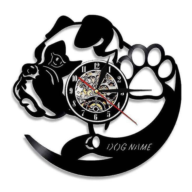 Bonito reloj de pared con disco de vinilo para cachorro, reloj de pared retro para decoración del hogar
