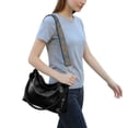 thumbnail image 3 of PULLIMORE Shoulder Bag for Women Vintage PU Leather Crossbody Bags Small Hobo Purse Clutch Tote Handbags with Detachable Ajustable Wide Strap, Black, 3 of 8