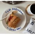 thumbnail image 1 of Plate French Handwritten Blue Font Western-style Ceramic Tableware Dessert Plate Gourmet Good-looking, 1 of 8