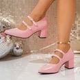 thumbnail image 6 of Xfvqtps Womens Pointed Toe Pumps Block Heel Mary Janes Glossy Patent Leather Dress Shoes with Buckle Strap Comfortable Office Heels for Work, 6 of 9