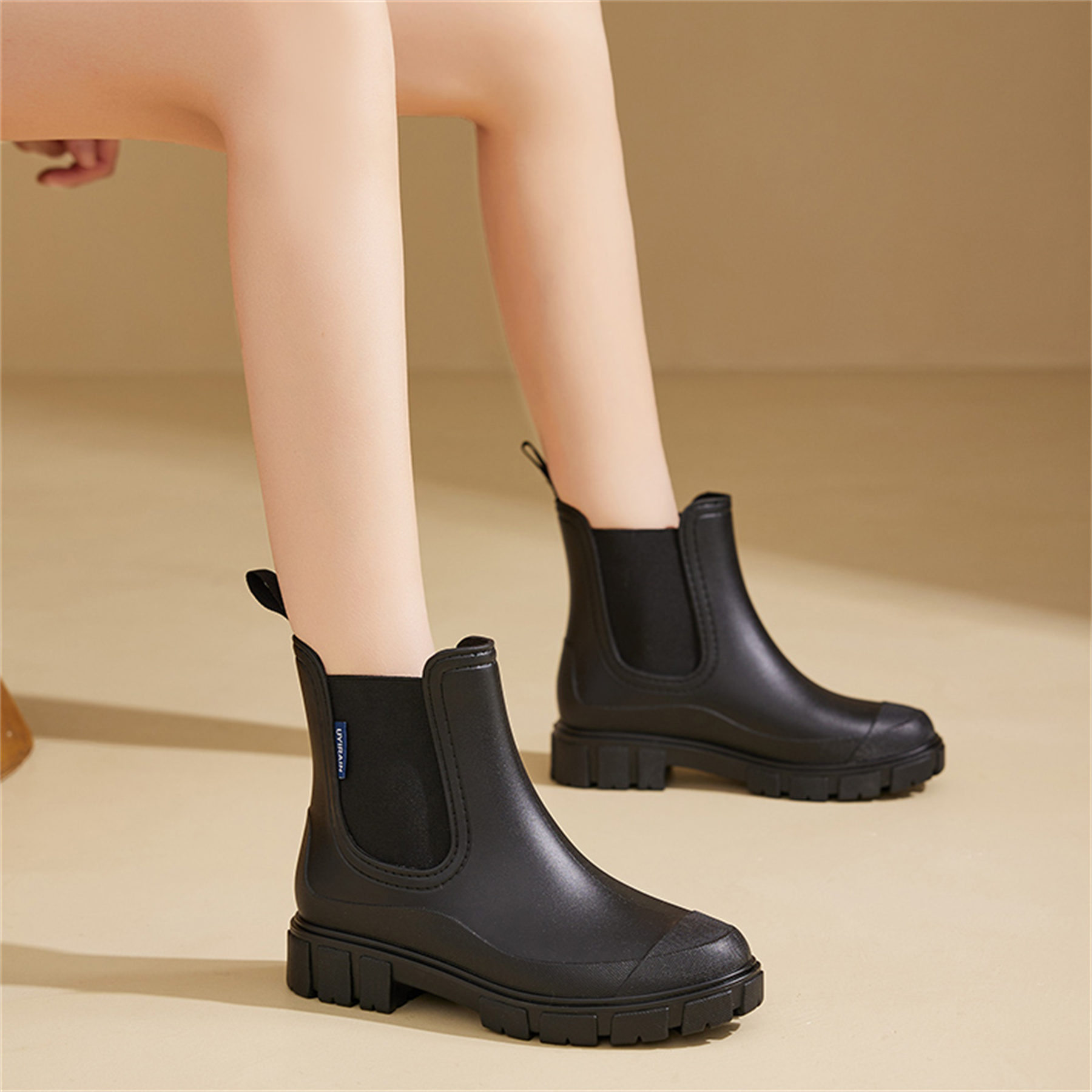 YOURDIARY Women’s Waterproof Chelsea Boots Slip-On Rain Ankle Boots