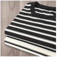 thumbnail image 6 of Men's Heavyweight Striped T-Shirt, Relaxed Cotton Crewneck Tee with Black and White Stripes, 6 of 9