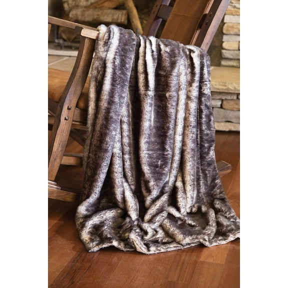 50" x 60" Gray Fox Faux Fur  Blanket Throw for All Seasons