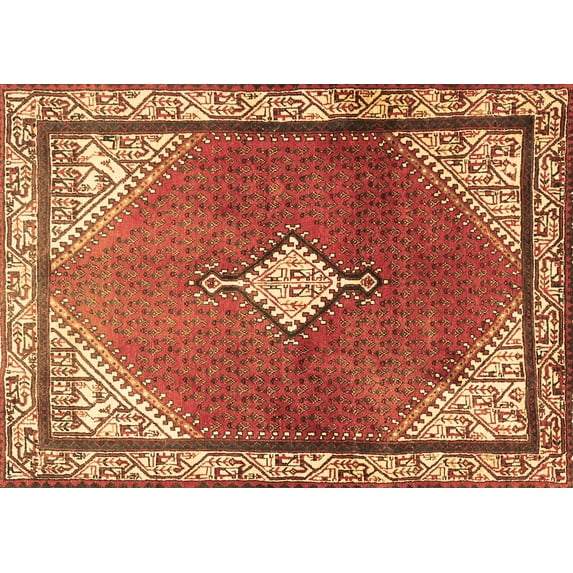 Ahgly Company Indoor Rectangle Medallion Brown Traditional Area Rugs, 7' x 9'