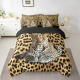 thumbnail image 2 of 7 Piece Cheetah Bed In A Bag Twin,Black Brown Leopard Print Comforter Set,Safair Animal Theme Bedding Set,Woodland Wildlife Quilt with Flat Fitted Sheet,Leopard Pillow Covers, 2 of 5