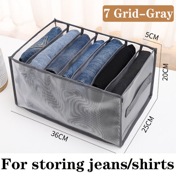 Cajas de almacenamiento de 7 rejillas para vaqueros, organizador de armario, separadores de armario, organizadores de cajones, caja de almacenamiento de ropa interior plegable Tan Jianjun unisex