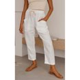 thumbnail image 2 of Pantalones cónicos para mujer con bolsillos laterales con cordón y pantalones holgados informales de color liso, 2 of 5