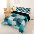 thumbnail image 2 of Homewish Green Gradient Grid Queen Comforter Set,Classic Contemporary Comforter Sets Queen,Black Reversible,3pcs,1 Comforter and 2 Pillowcases, 2 of 7