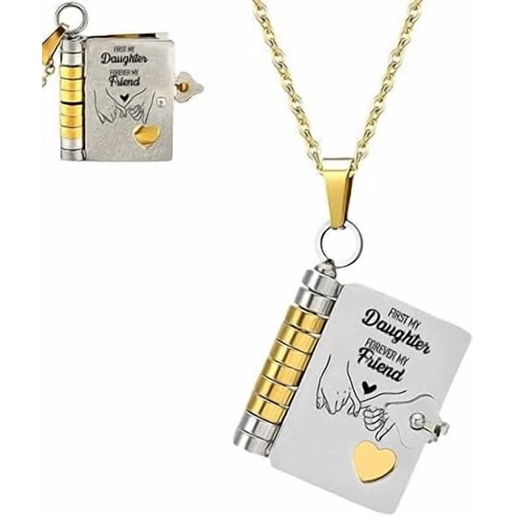 For Daughter - First My Daughter Forever My Friend Book Necklace, daughter Openable Chapter Book Necklace from Mom, my Incredible Little Star book necklace