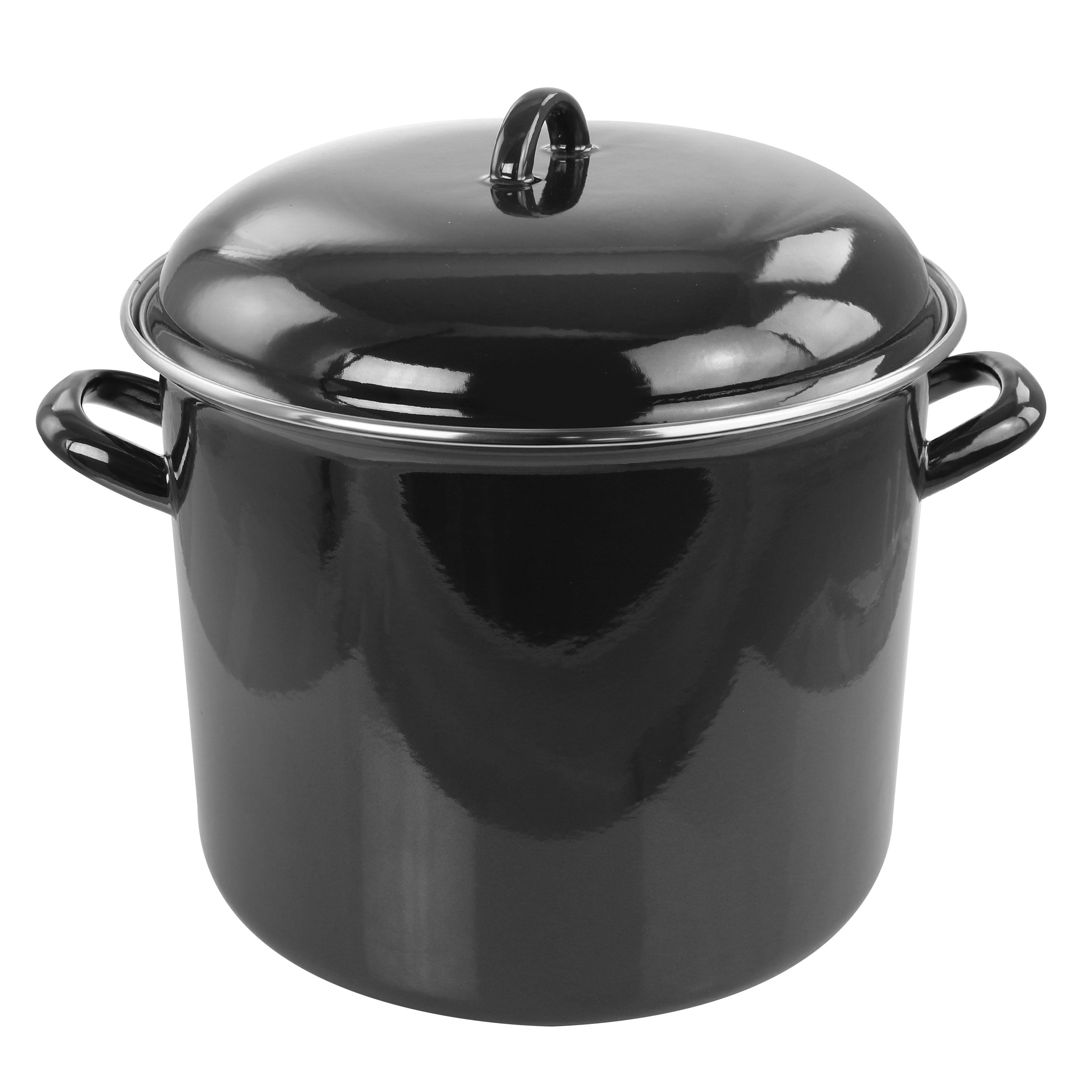 Durable Enamelware Cooking Pots Black Granite Enameled Steel Stockpot with Lid Durable Enamelware Cooking Pots Black Granite Enameled Steel Stockpot with Lid