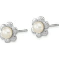 thumbnail image 2 of 14K White Gold Artisan, Sculptural, Sparkling Polished 2 7 Mm Madi K 3-4Mm Button Freshwater Cultured Pearl Flower Post Earrings, 2 of 4