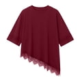 thumbnail image 4 of Womens Basic Tshirts Loose Fit Tee for Women Short Elbow Sleeve Lace Spandex Summer Fall Shirt 2026, 4 of 9