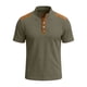 thumbnail image 3 of Ceisia Men's Loose Fit Ribbed Polo Shirt Short Sleeve Stand Collar Color Block Casual Daily Summer Tops Army Green XL Gifts, 3 of 4