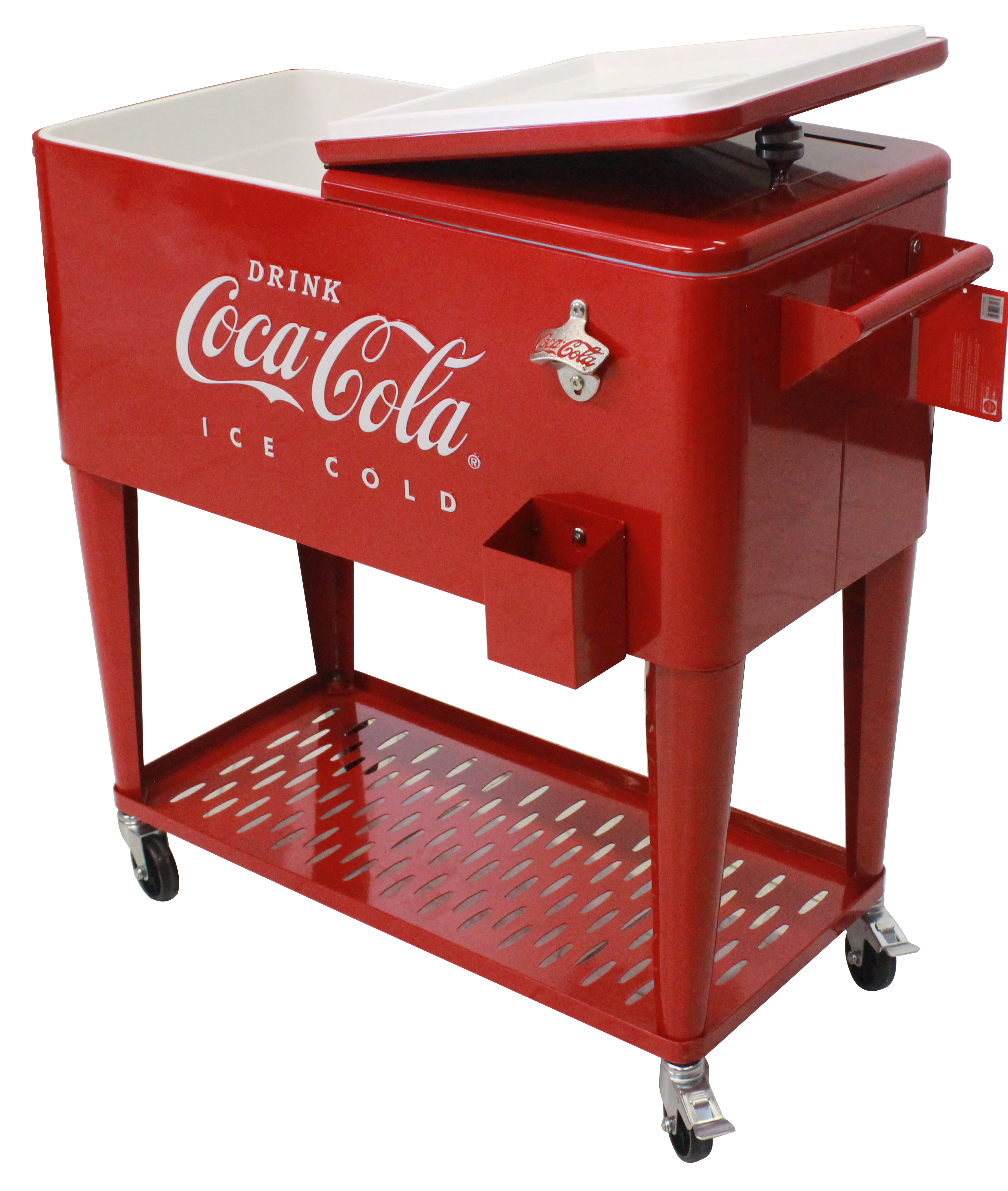Leigh Country CP 98126 Metal 80 Qt. Coca-Cola Outdoor Patio Cooler with Tray - Red