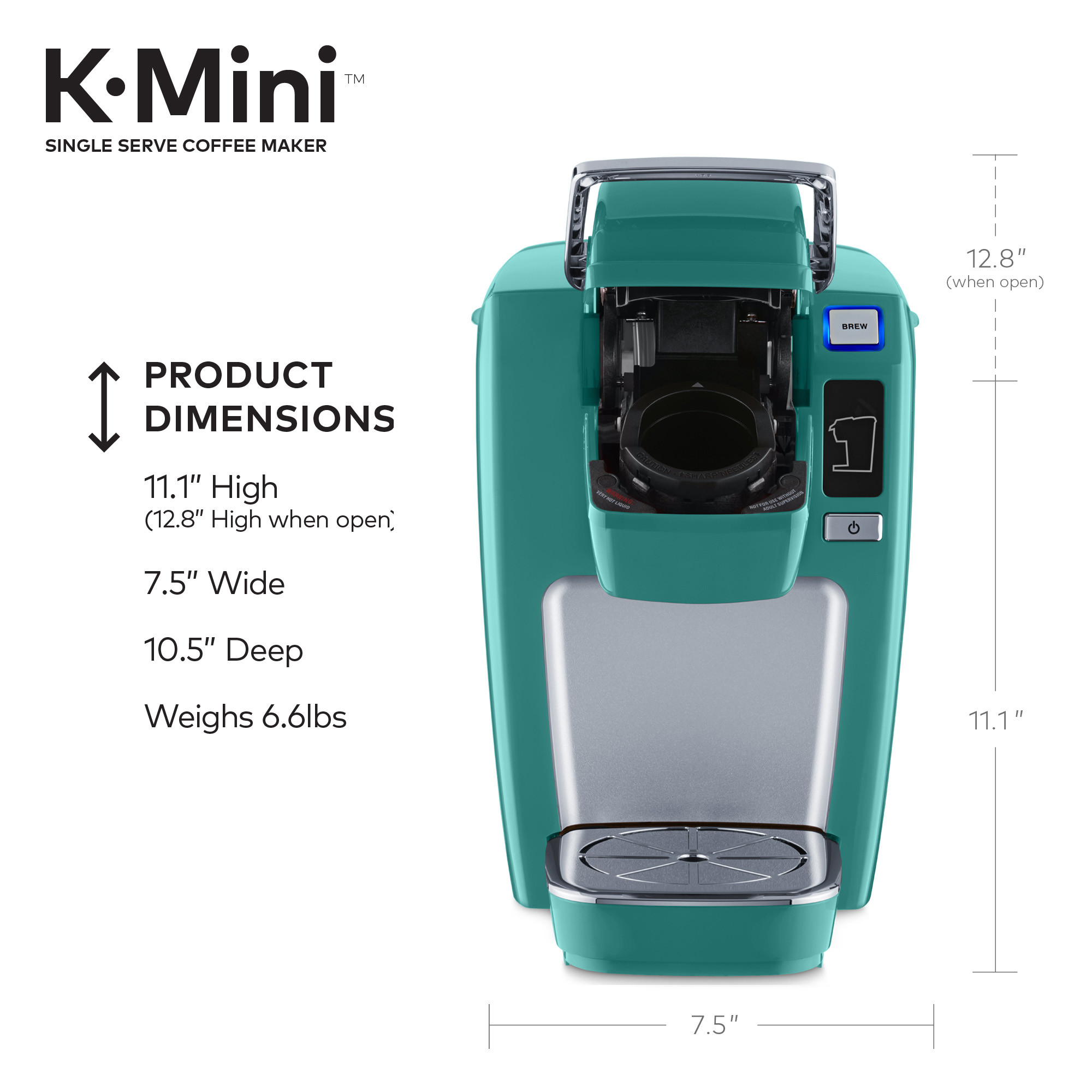 Keurig K-Mini K15 Single-Serve K-Cup Pod Coffee Maker, Jade