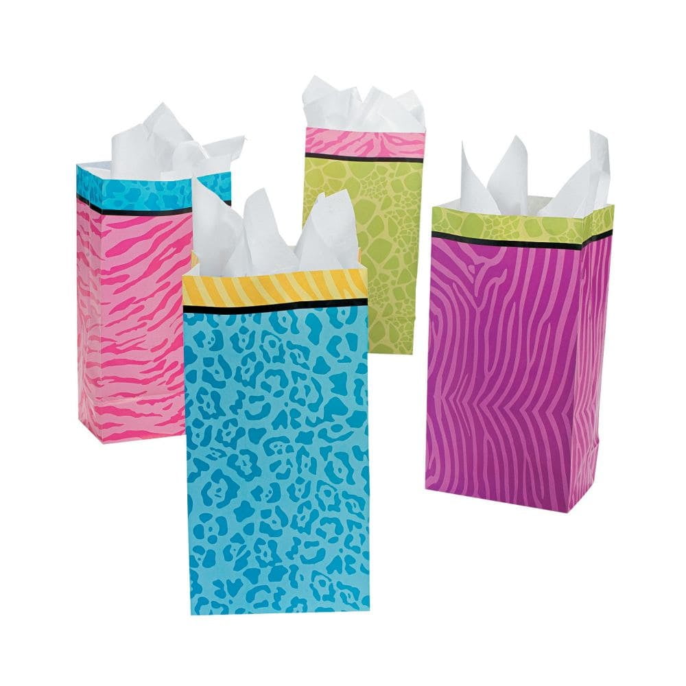 Party Animal Assorted Paper Bags (Dz) Party Supplies 12 Pieces