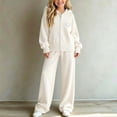 thumbnail image 3 of Lmnyox Teen Girl's Zip Up Sweaters and Wide Leg Pants Sets 2 Pieces Clothing Sets Fall Winter Outfits, 3 of 5