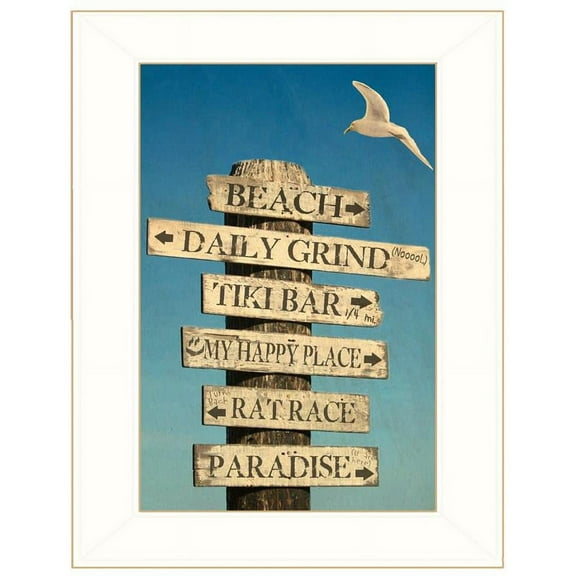 Beach Directional by Graffitee Studios Printed Wall Art Wood Multi-Color