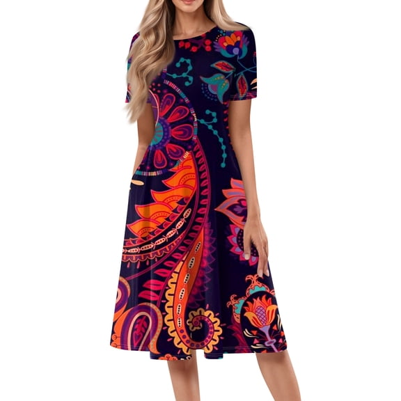Fashion A-Line Dress for Women CIENVNSTG Flowy Summer Dress Perfect for Casual Outings or Parties