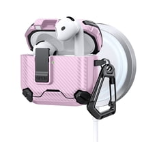 Allytechgroup AirPods 4th Generation Case with Keychain, Phone Stand Drop Protection Anti-Scratch Dustproof Wireless Charging Support Cover wtih Lock Button for Apple AirPods 4th Gen 2024,Pink