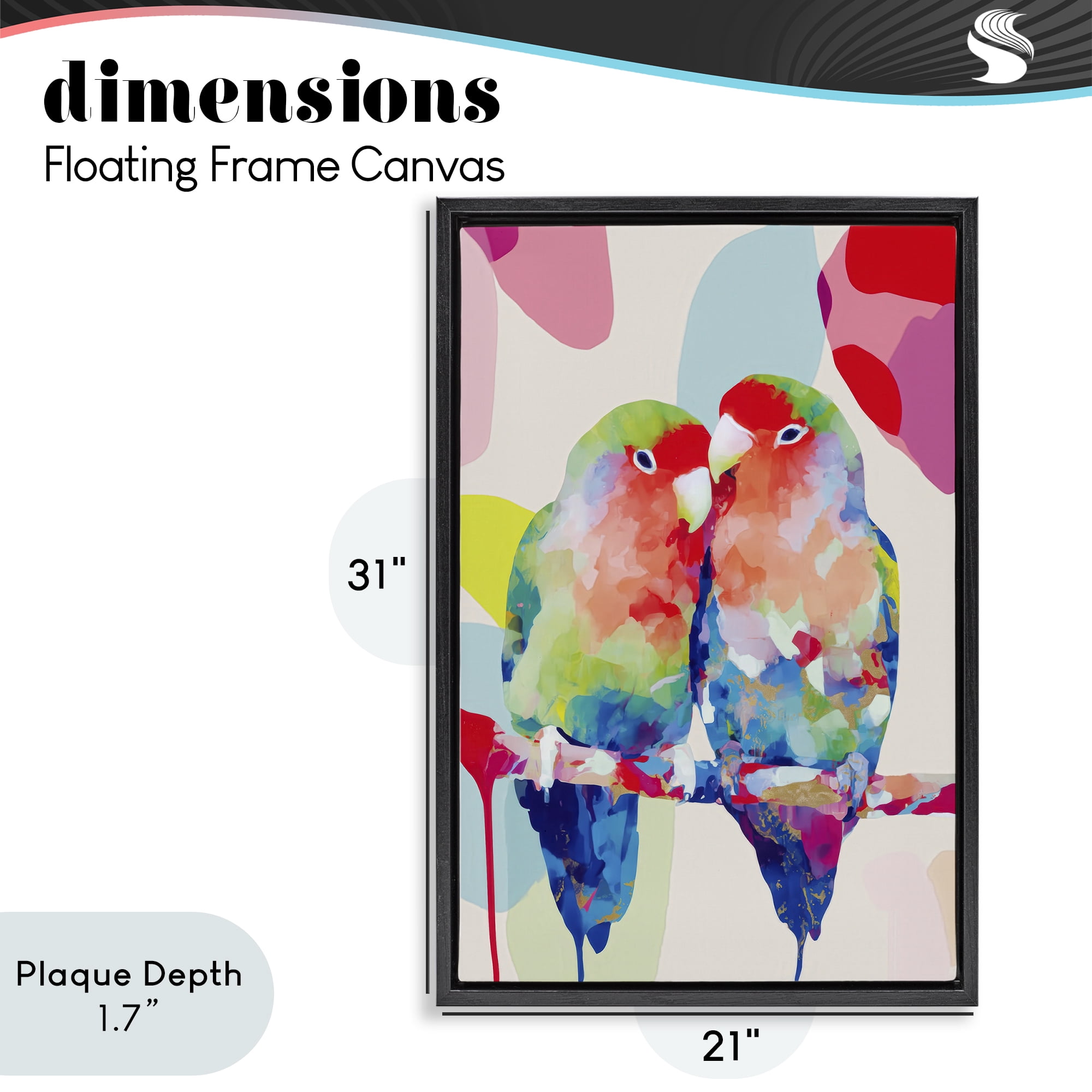 Stupell Industries Lovebirds on a Branch Black Framed Floater Canvas Wall Art, design by Chromatic Storm Studio