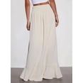 thumbnail image 6 of Women'S Elastic Tie Waist Button Down Maxi Skirts Casual Loose Flowy Swing Slit Front Dress White M, 6 of 8
