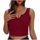 thumbnail image 1 of Pijama de poliéster para mujer, de color liso, con escote en V y base torcida, ajustado, de cintura alta, 1 of 5