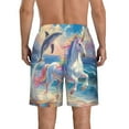 thumbnail image 3 of Yiaed Dolphin Rainbow Horse Print Men's Swim Trunks with Lining Quick Dry Sports Shorts Beach Shorts Boardshorts-XX-Large, 3 of 5