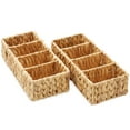 thumbnail image 3 of Casafield Set of 2 Water Hyacinth Storage Baskets with 4 Sections, Natural - Woven Bin Organizers for Bathroom, Laundry, Pantry, Office, Shelves, 3 of 7