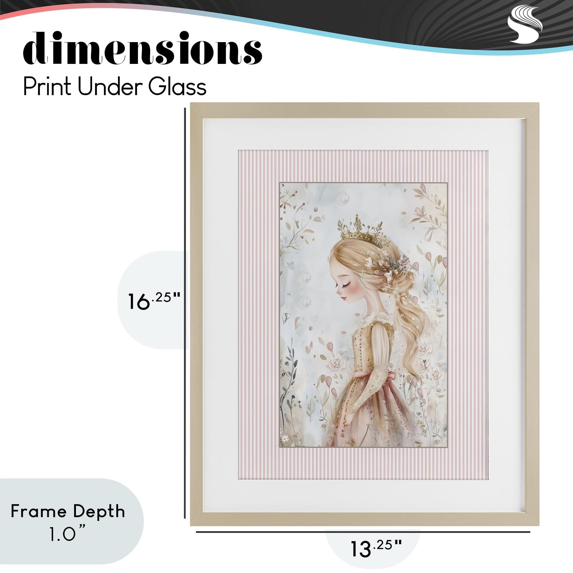 Stupell Industries Enchanted Dreams Princess Birch Framed Print Under Glass, design by Christine Simpson Art