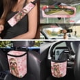thumbnail image 4 of Yuyamidu Cute Sloth Car Seat Cover Full Set with Steering Wheel Cover Seatbelt Pads Pink Strawberry Cup Mat Auto Garbage Bin Rear View Mirror Cover Keychain Air Vent Storage Pouch, 15 PCS, 4 of 7