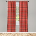 thumbnail image 2 of Ambesonne Orange Plaid Curtains, Tartan British Style, Pair of 28"x84", Vermilion Maroon and Cream, 2 of 4