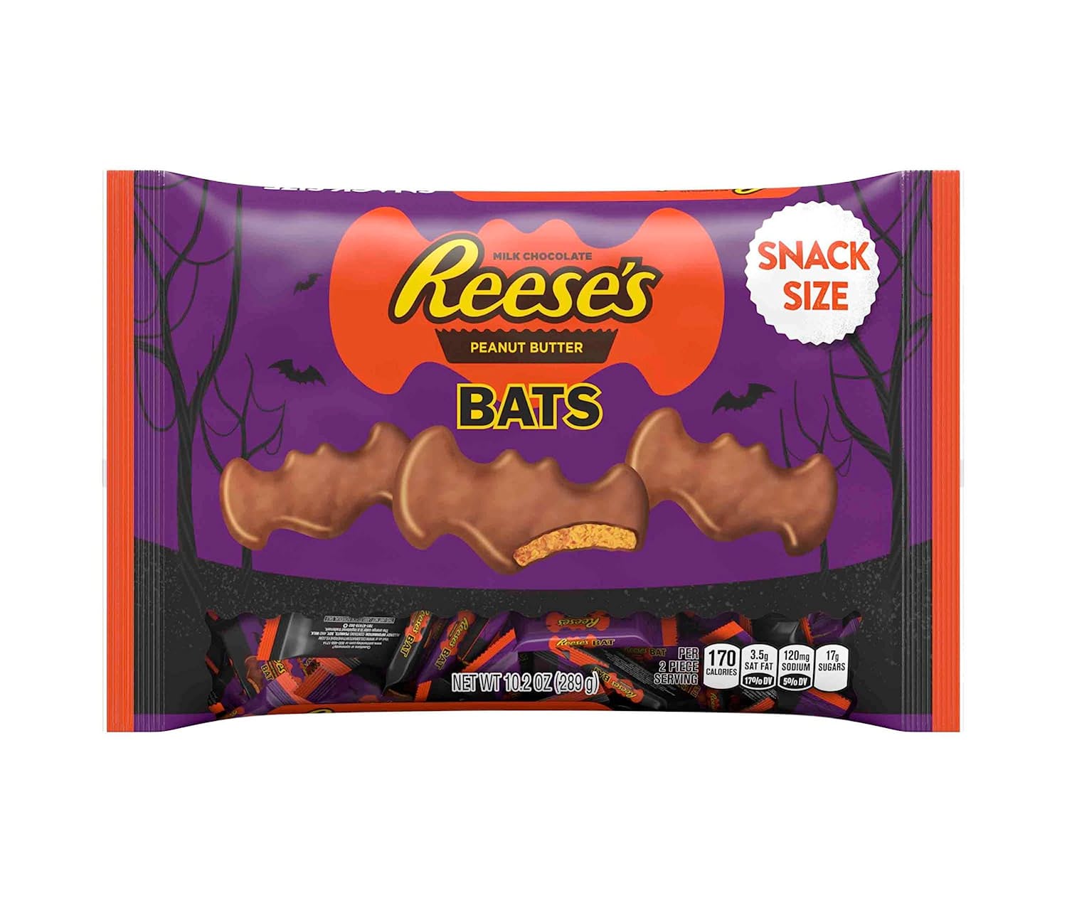 Reese's Halloween Snack Size Peanut Butter Bats 10.2oz Bag 2 Pack