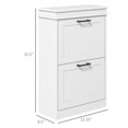 thumbnail image 5 of Shoe Storage Cabinet, Slim Shoe Rack Cabinet with Flip Drawers and Adjustable Shelf, 2-Drawer Shoe Organizer with Tabletop for Hallway, Entryway, 21.25" W x 9.5" D x 32.5" H, WHite, 5 of 8