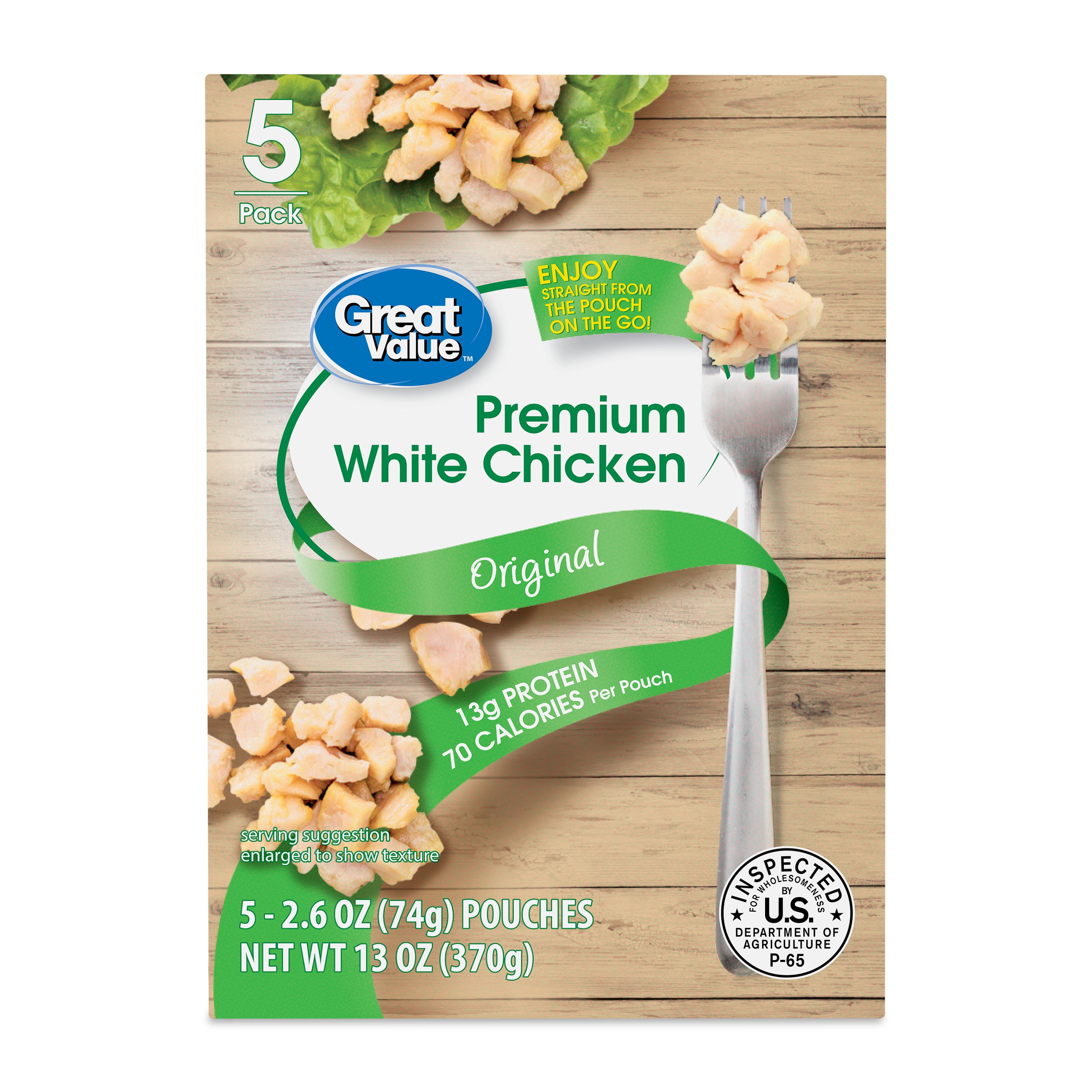 (5 pack) Great Value Premium White Chicken, 2.6 oz, 5 Pack