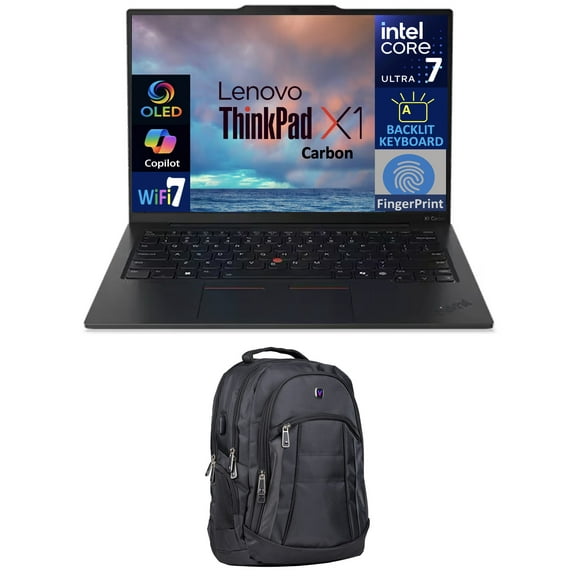 Lenovo ThinkPad X1 Carbon Gen 13 Business Laptop 14.0in OLED 2.8K Display (Intel Ultra 7-268V, 32GB LPDDR5X, 1TB SSD, Intel Arc 140V, Backlit KB, Fingerprint, Win 11 Pro) w/Premium Backpack