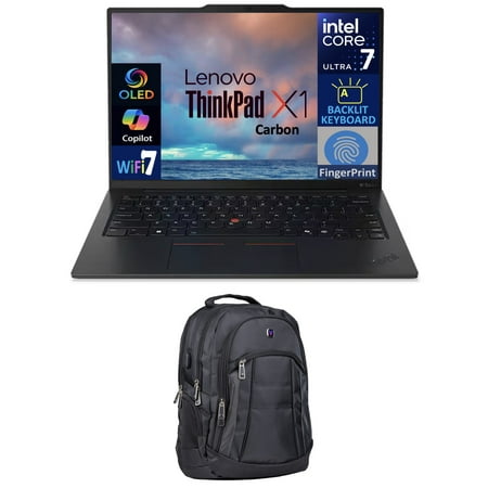 Lenovo ThinkPad X1 Carbon Gen 13 Business Laptop 14.0in OLED 2.8K Display (Intel Ultra 7-268V, 32GB LPDDR5X, 4TB PCIe SSD, Intel Arc 140V, Backlit KB, Fingerprint, Win 11 Pro) w/Premium Backpack