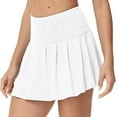 thumbnail image 2 of Pleated Tennis Skirt for Women with 4 Pockets Women's High Waisted Athletic Golf Skorts Skirts for Running Casual white L, 2 of 6