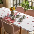 thumbnail image 3 of Valentine's Day Table Cloths for 8 Foot Rectangle Tables, Red Gnomes Hot Love Heart Rose Patio Waterproof Elastic Fitted Tablecloths, Washable Rectangular Table Cover for Camping, 3 of 8