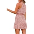 thumbnail image 3 of Sleeveless Women Sun Flowy Chiffon Spaghetti Halter Ruffle Dress, 3 of 4