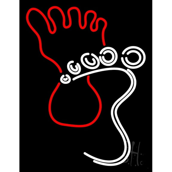 Foot Massage LED Neon Sign 15 x 19 - inches, Black Square Cut Acrylic Backing, with Dimmer - Bright and Premium built indoor LED Neon Sign for Spa interior decor and storefront.