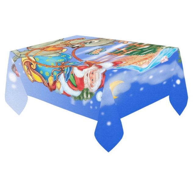 Mantel navideño ABPHQTO de Papá Noel con ciervo 150x210 cm para decoración del hogar