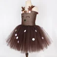 thumbnail image 5 of Disfraz de reno marrón para niñas, vestido de tutú navideño con flores y astas, vestido de princesa de tul, ropa de fiesta navideña para niñas pequeñas, 5 of 5